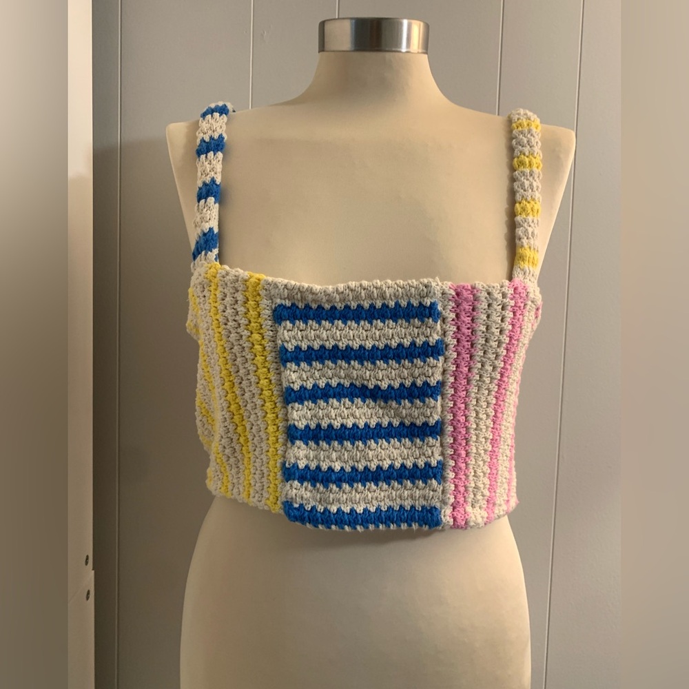 Zara Multicolor Crochet Knit Crop Top